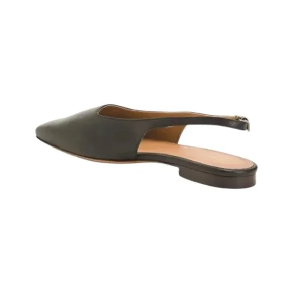 MANSUR GAVRIEL Black Made In Portugal Leather Square Toe Slingback Flats
